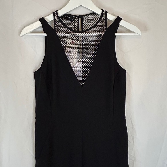 Ted Baker Janvier London Rhinestone Mesh Neck Black Jumpsuit Formal Party NWT - Picture 3 of 16
